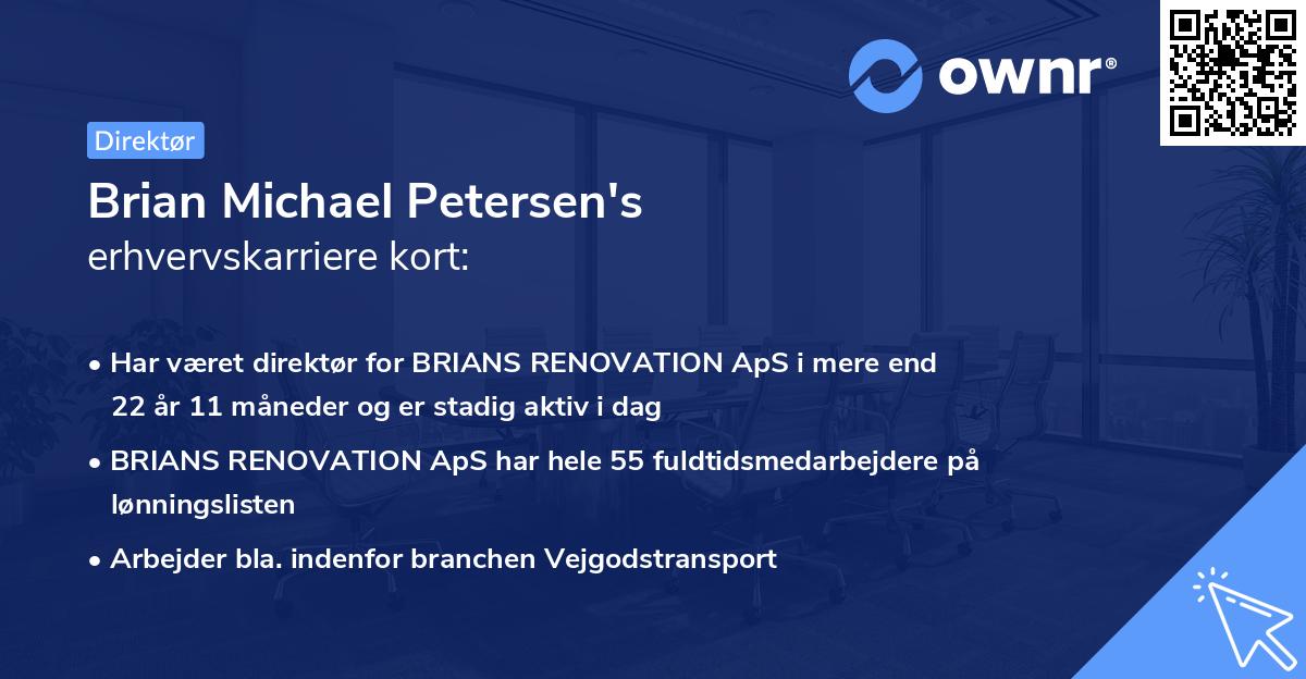 Brian Michael Petersen's erhvervskarriere kort