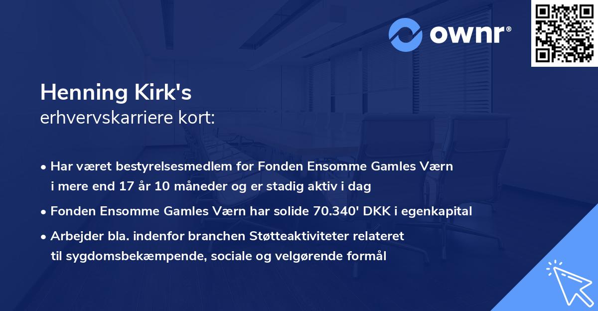 Henning Kirk's erhvervskarriere kort