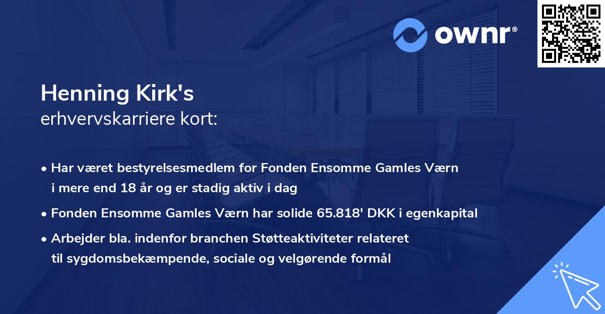 Henning Kirk's erhvervskarriere kort