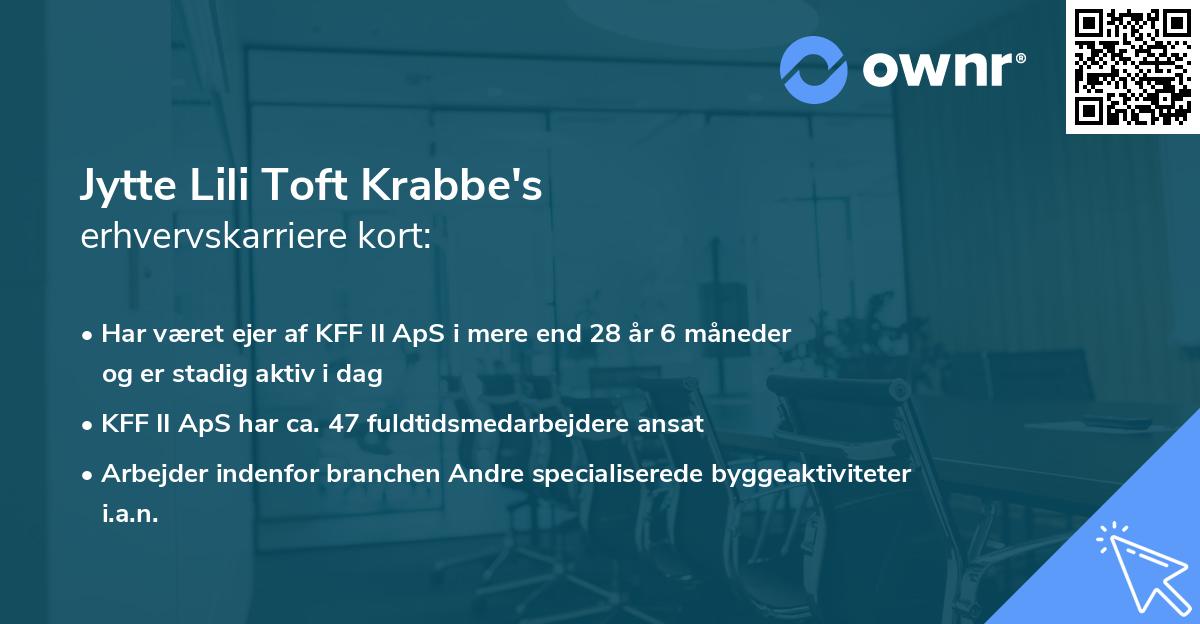 Jytte Lili Toft Krabbe's erhvervskarriere kort