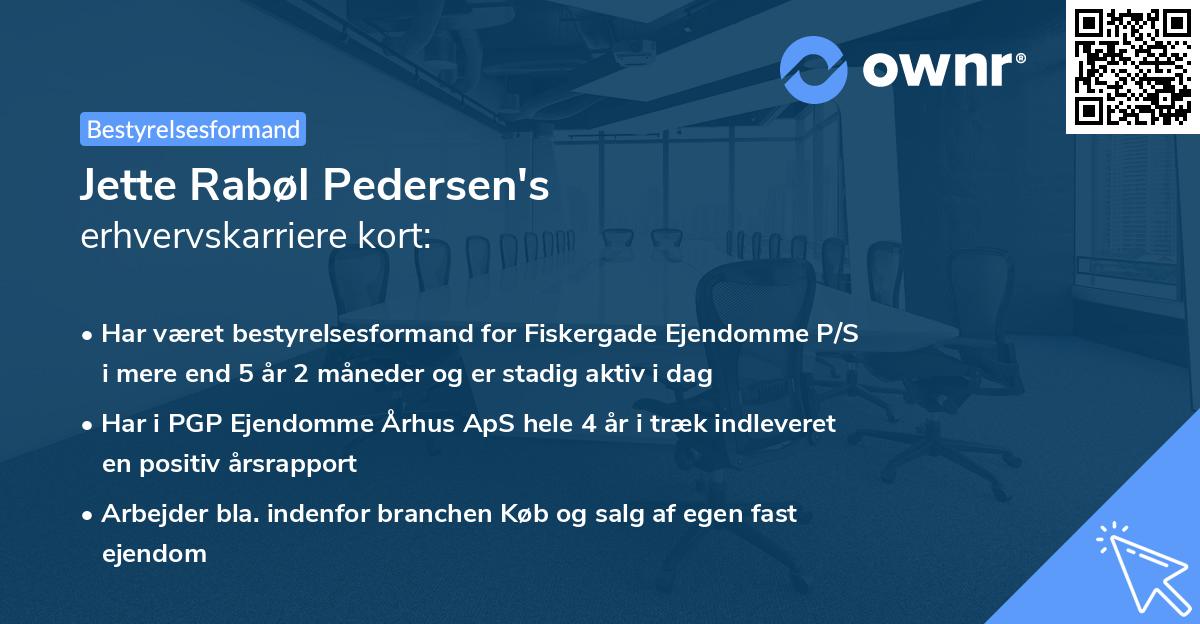 Jette Rabøl Pedersen's erhvervskarriere kort