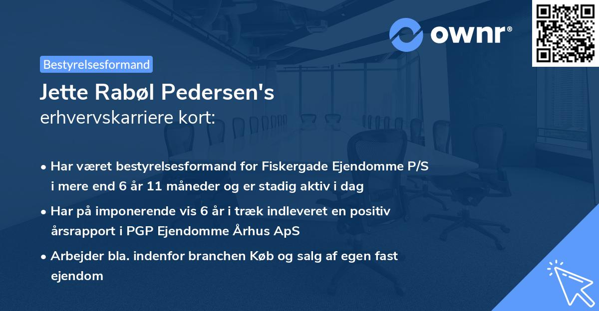 Jette Rabøl Pedersen's erhvervskarriere kort