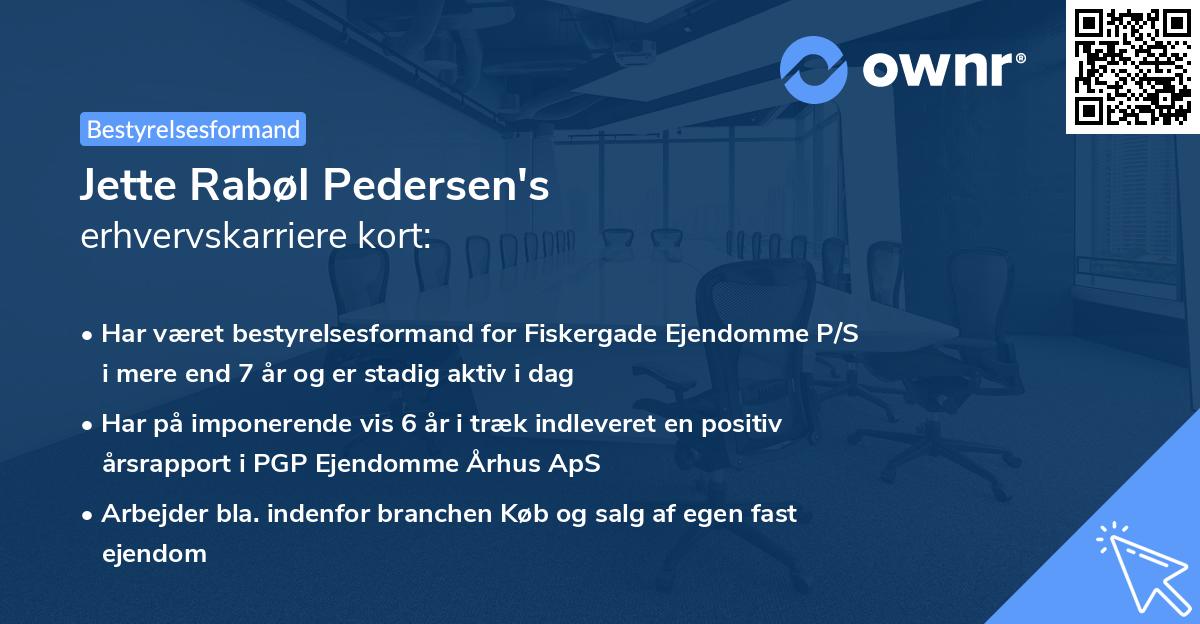 Jette Rabøl Pedersen's erhvervskarriere kort