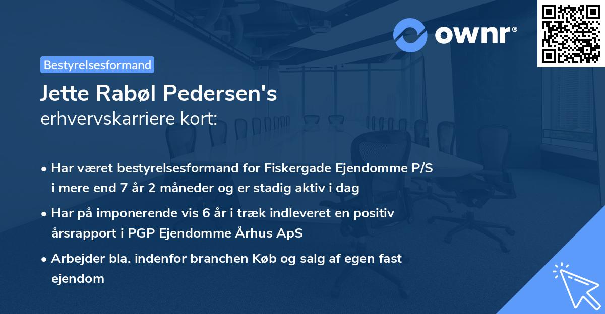 Jette Rabøl Pedersen's erhvervskarriere kort