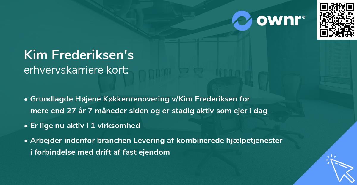 Kim Frederiksen's erhvervskarriere kort