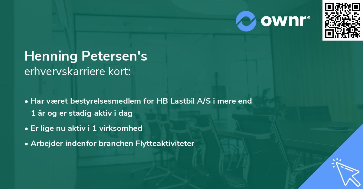 Henning Petersen's erhvervskarriere kort