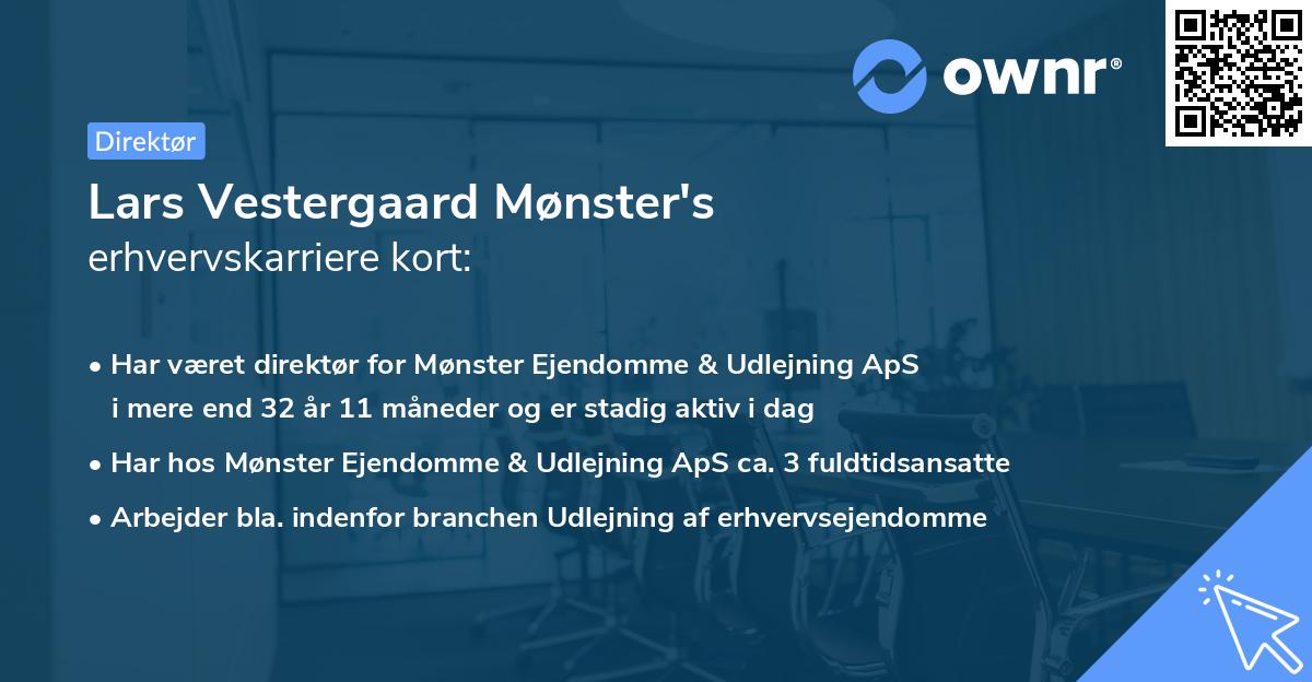 Lars Vestergaard Mønster's erhvervskarriere kort
