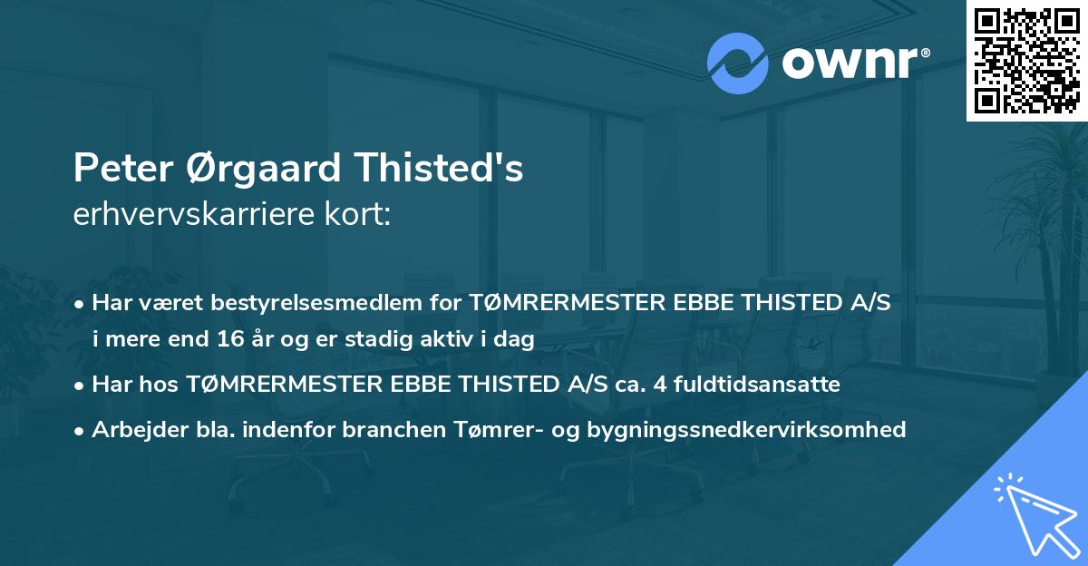 Peter Ørgaard Thisted's erhvervskarriere kort