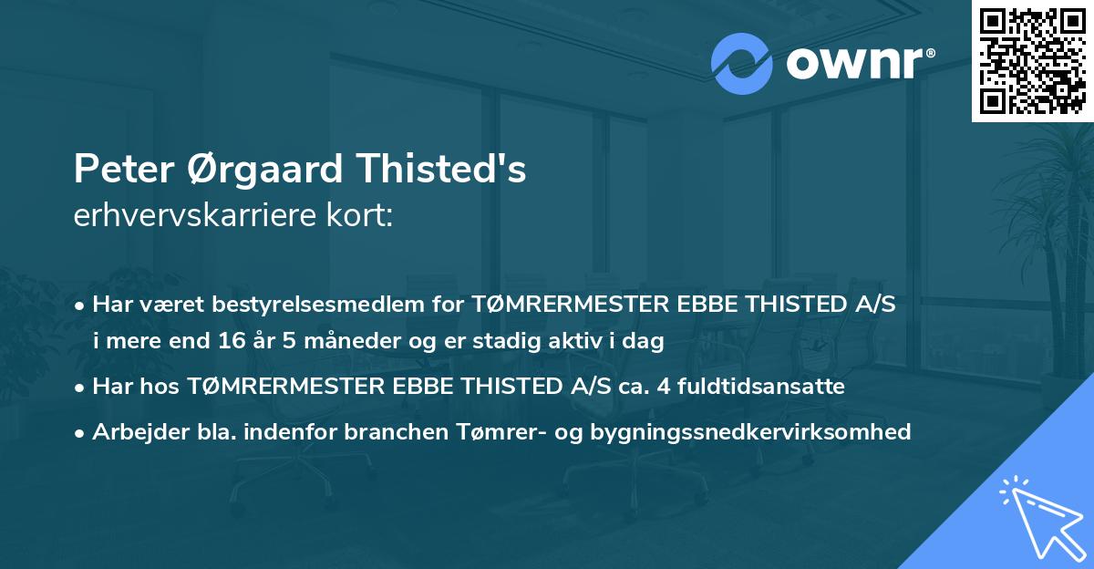 Peter Ørgaard Thisted's erhvervskarriere kort