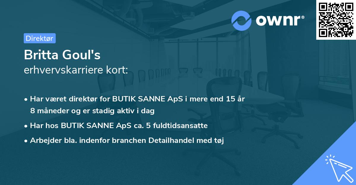 Britta Goul's erhvervskarriere kort