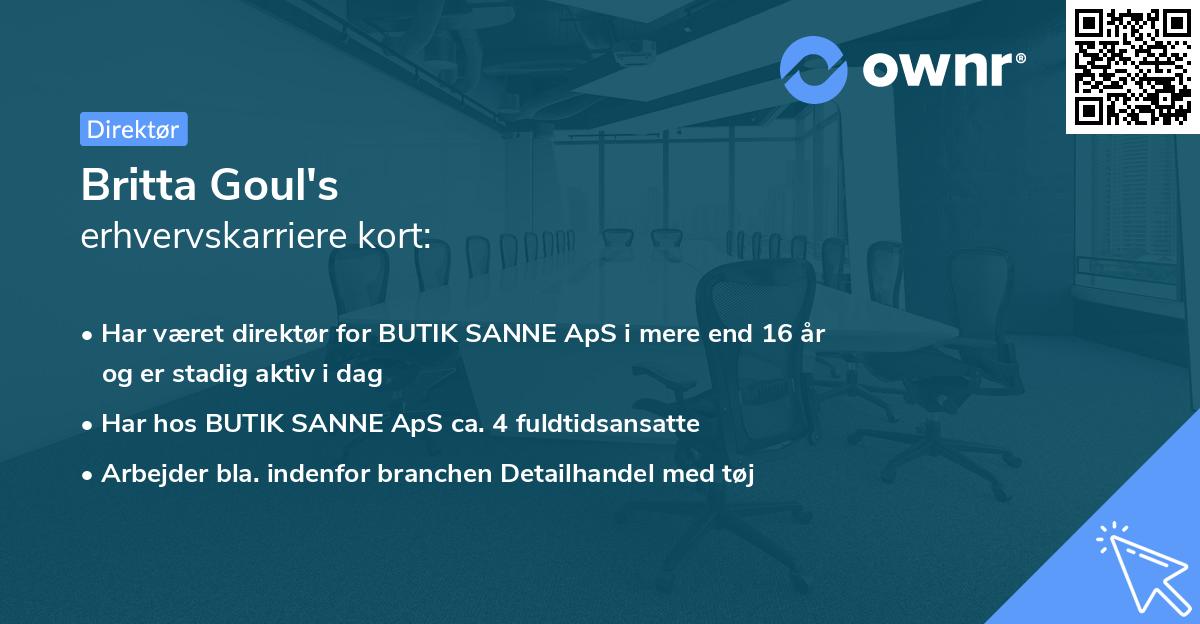 Britta Goul's erhvervskarriere kort