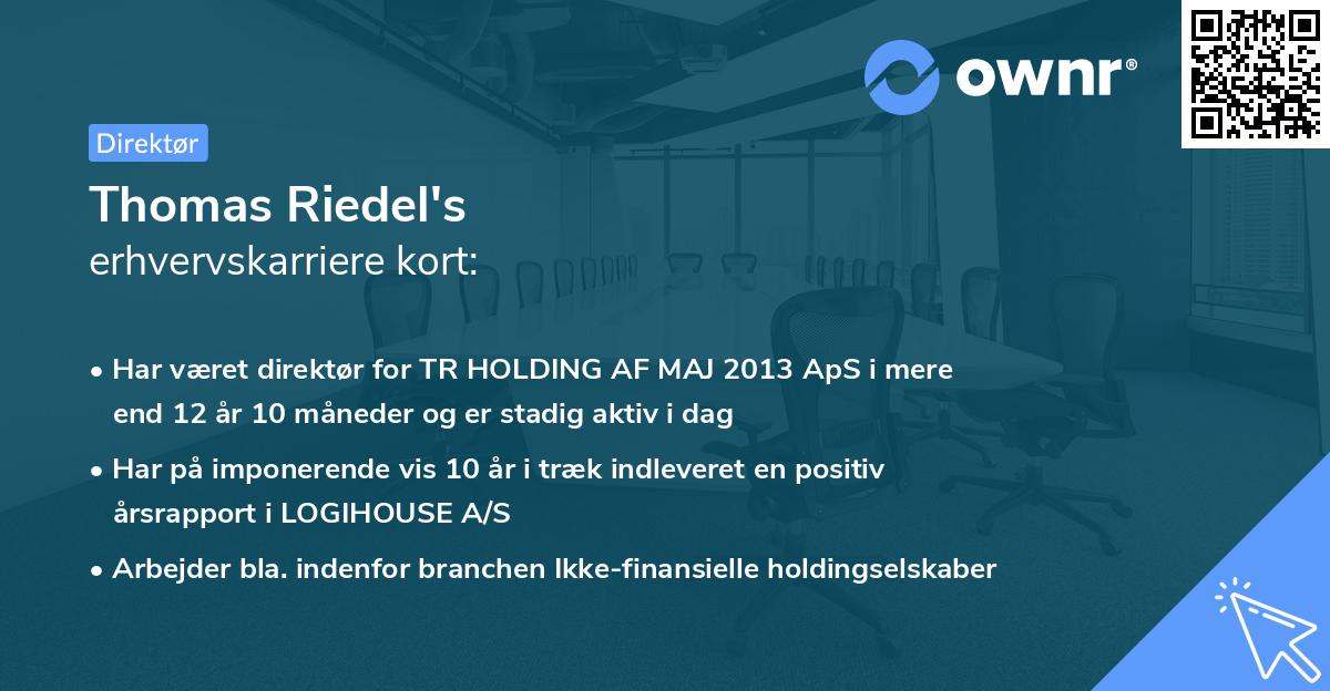 Thomas Riedel's erhvervskarriere kort