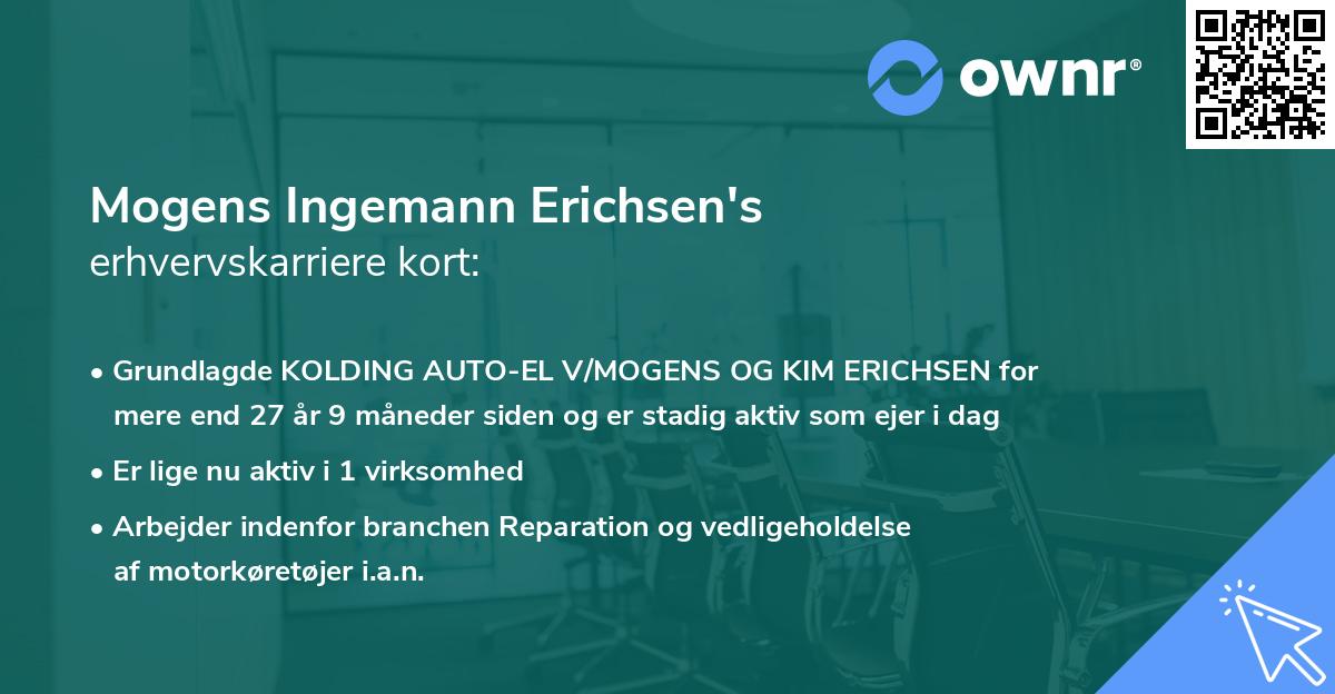 Mogens Ingemann Erichsen's erhvervskarriere kort