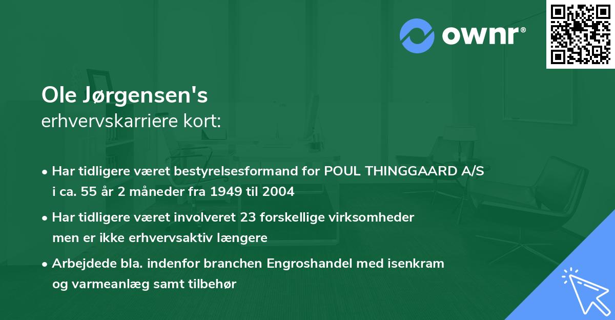 Ole Jørgensen's erhvervskarriere kort