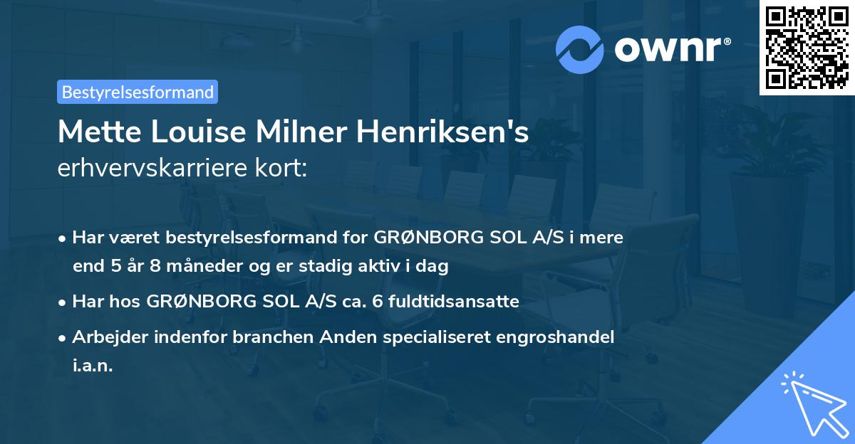 Mette Louise Milner Henriksen's erhvervskarriere kort