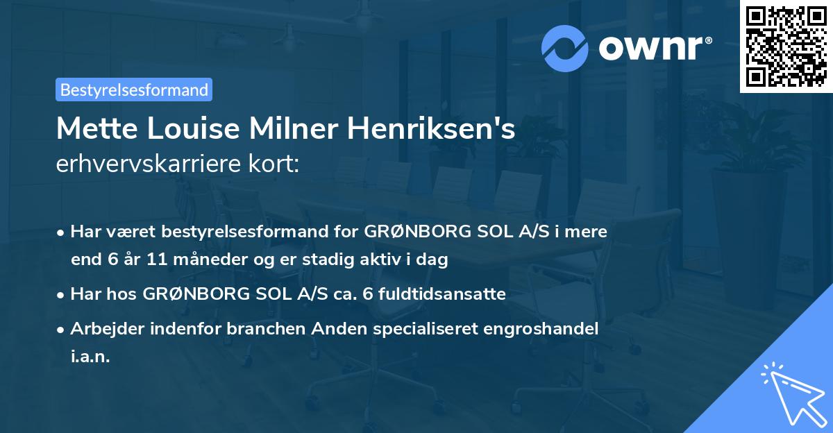 Mette Louise Milner Henriksen's erhvervskarriere kort