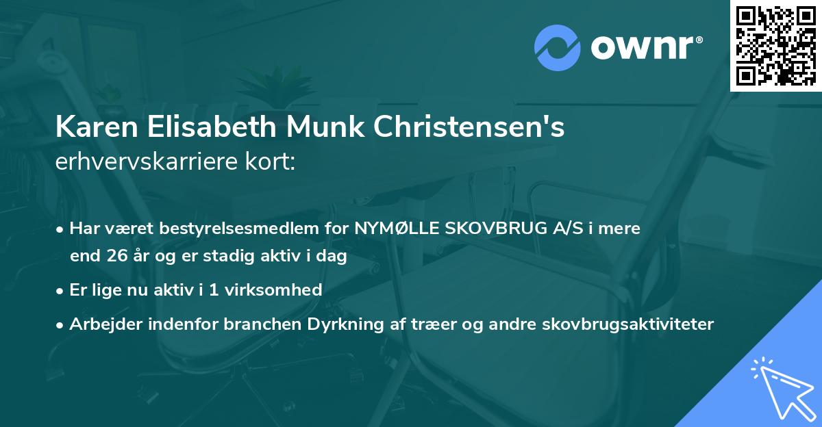 Karen Elisabeth Munk Christensen's erhvervskarriere kort