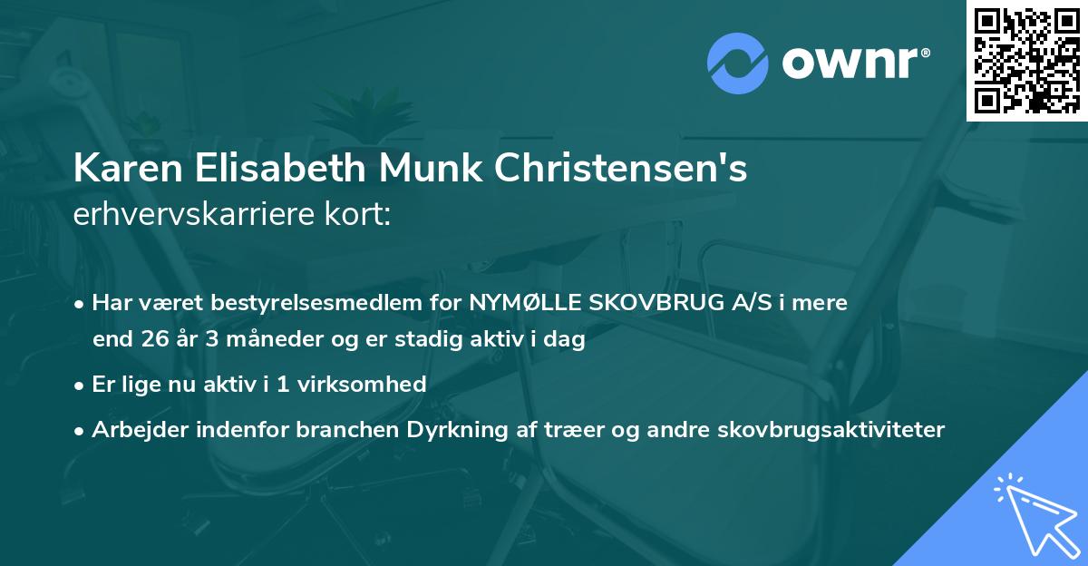 Karen Elisabeth Munk Christensen's erhvervskarriere kort