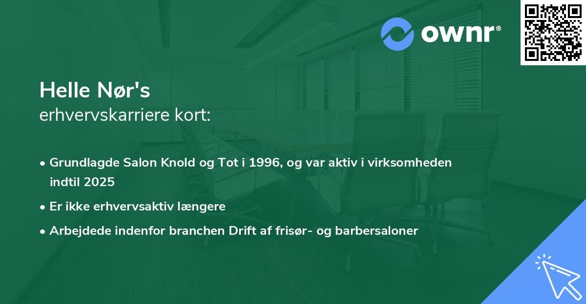 Helle Nør's erhvervskarriere kort