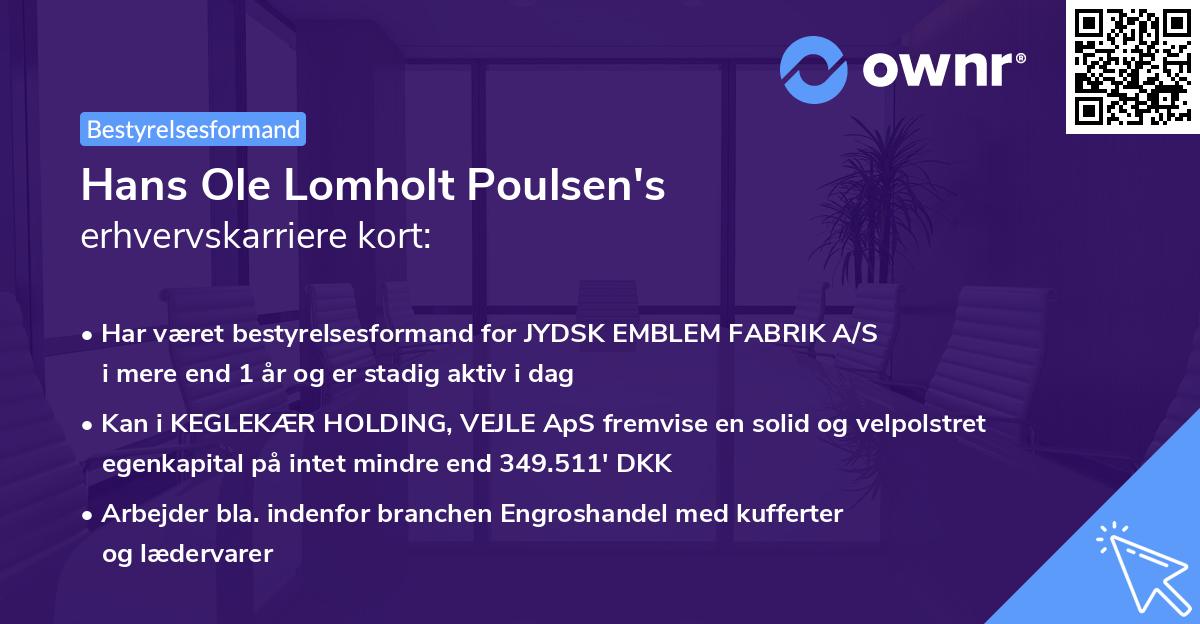 Hans Ole Lomholt Poulsen's erhvervskarriere kort