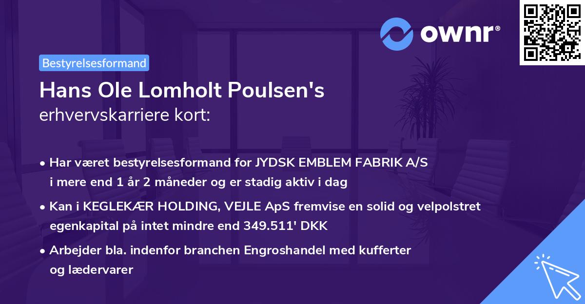 Hans Ole Lomholt Poulsen's erhvervskarriere kort