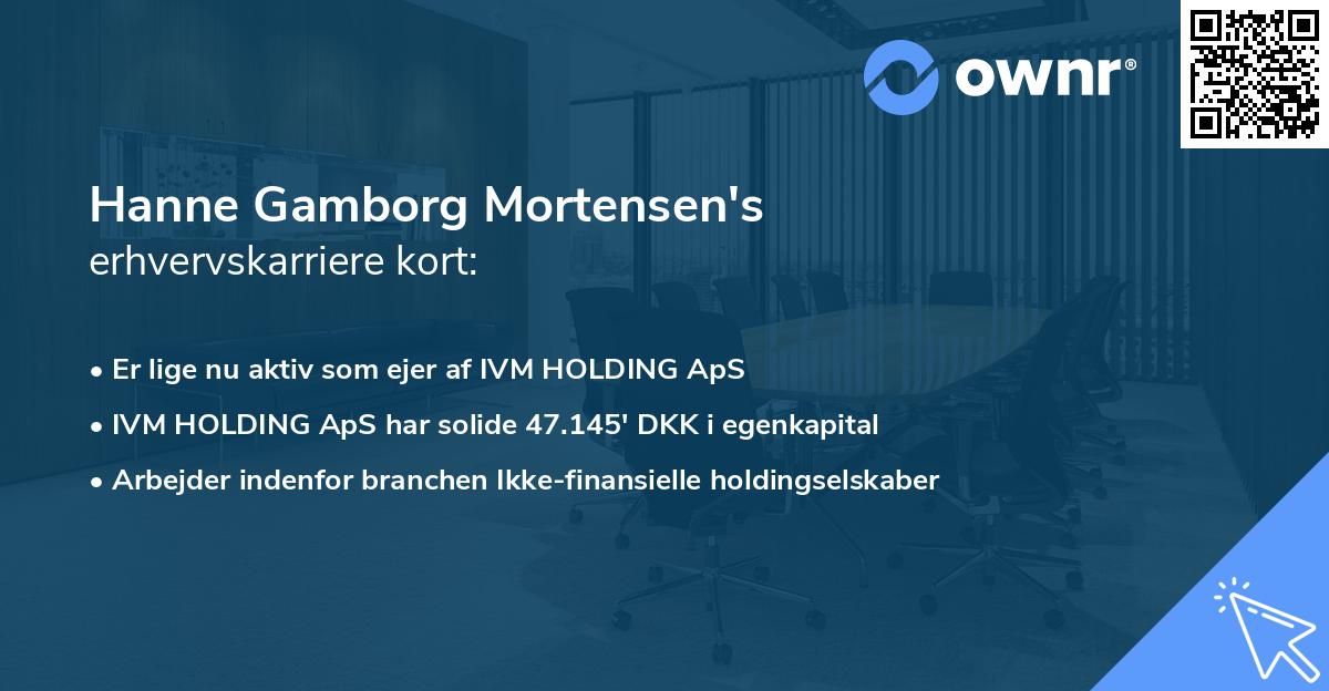 Hanne Gamborg Mortensen's erhvervskarriere kort