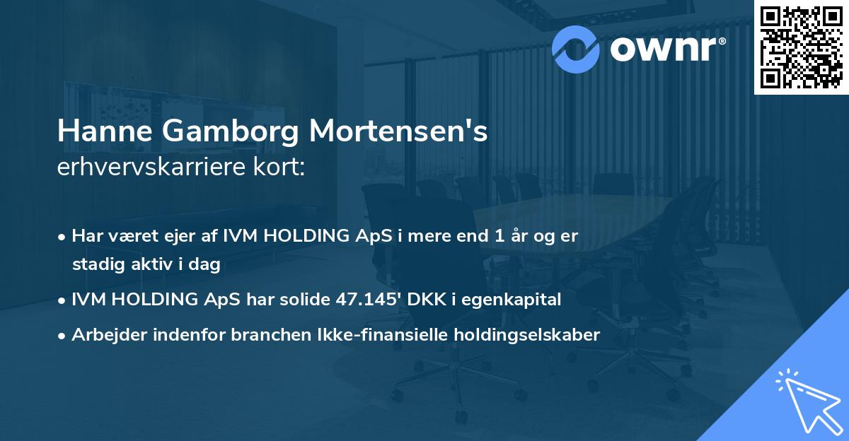 Hanne Gamborg Mortensen's erhvervskarriere kort