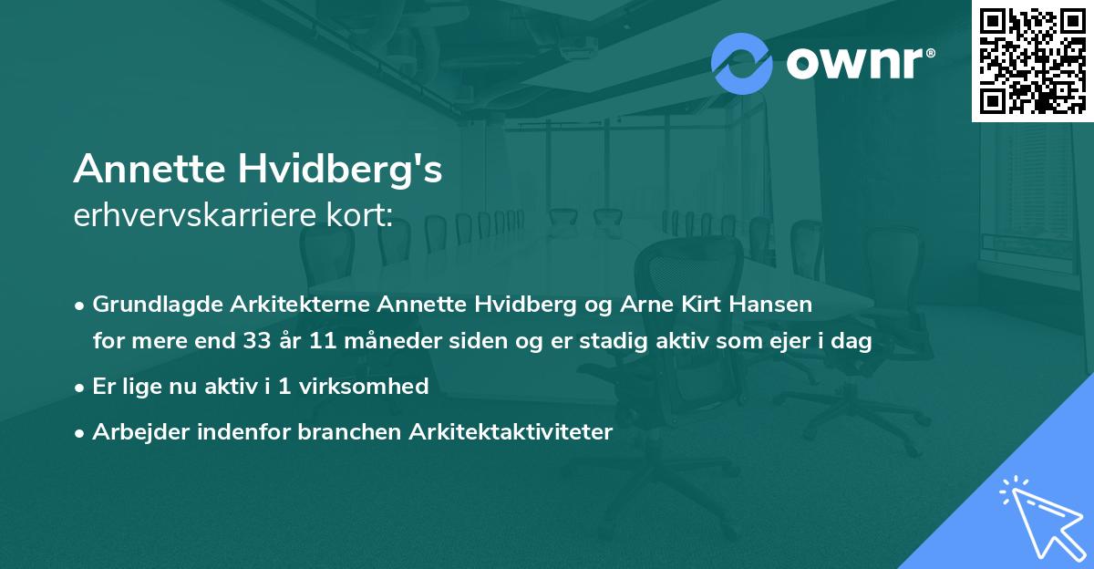 Annette Hvidberg's erhvervskarriere kort