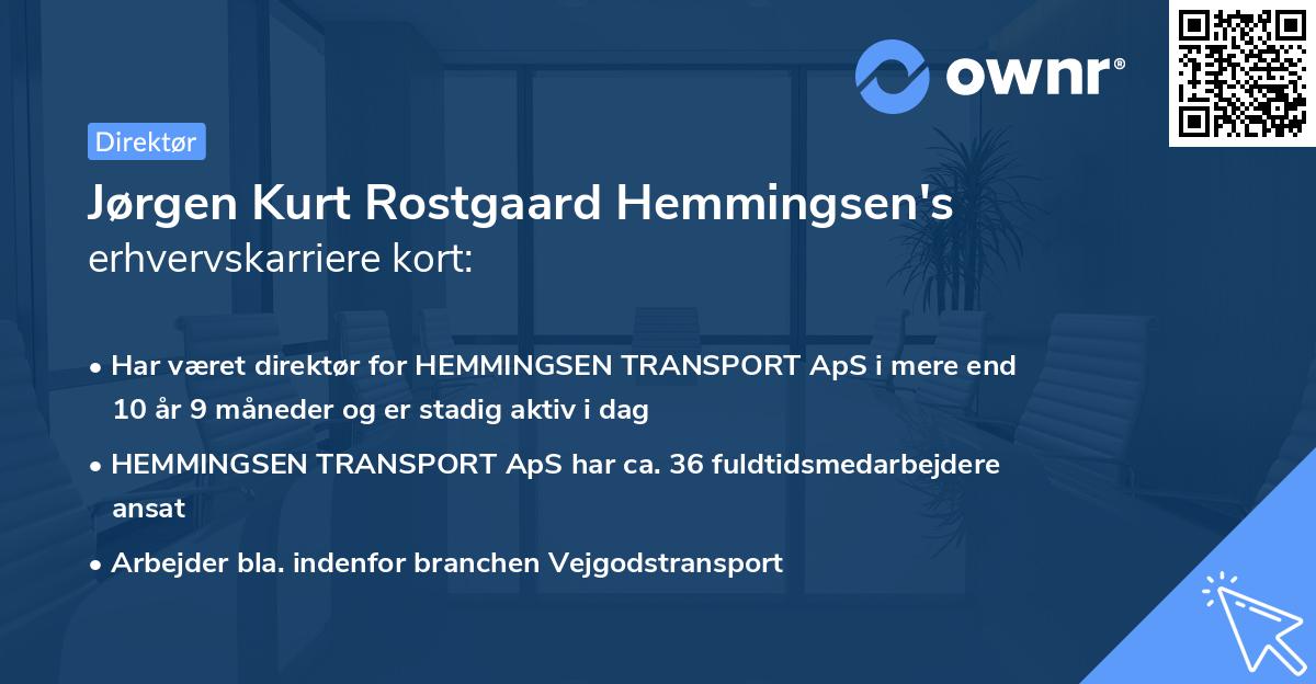 Jørgen Kurt Rostgaard Hemmingsen's erhvervskarriere kort