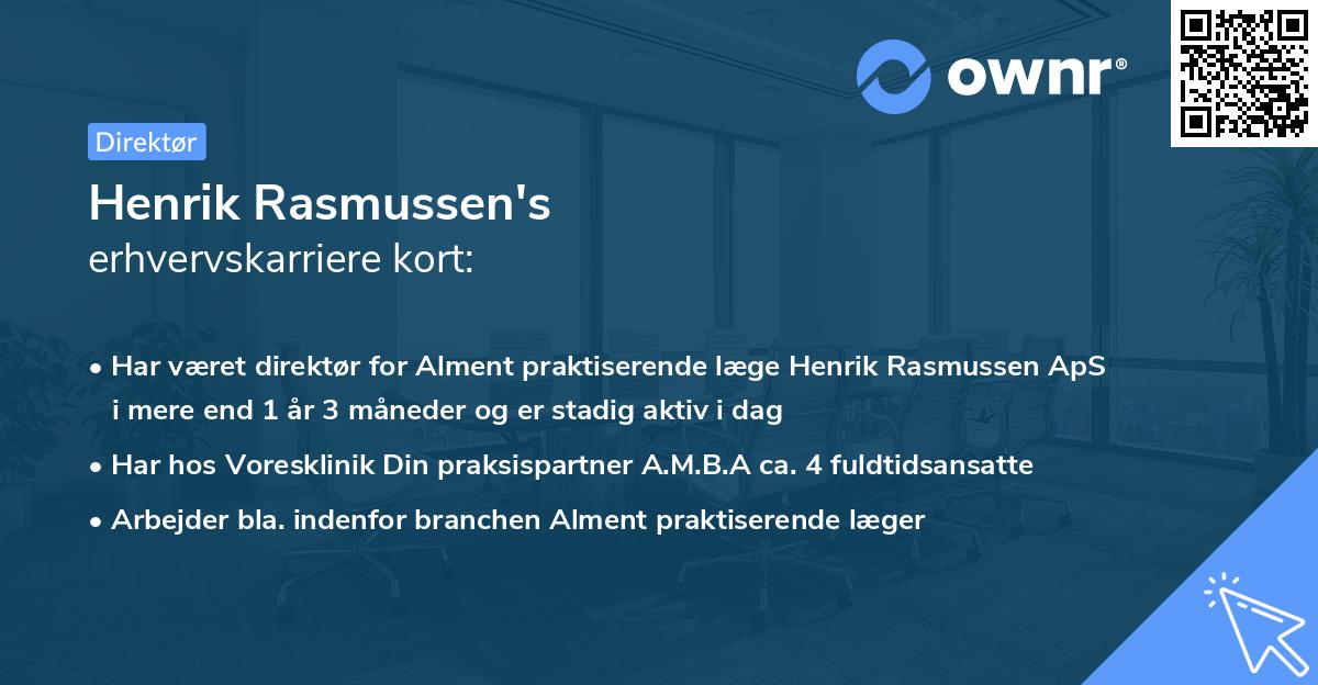 Henrik Rasmussen's erhvervskarriere kort