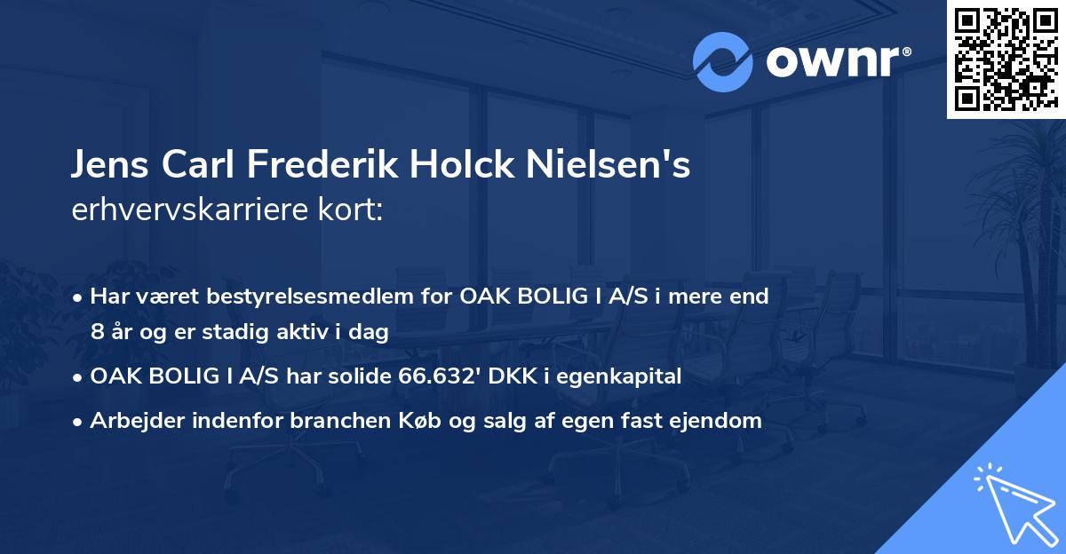 Jens Carl Frederik Holck Nielsen's erhvervskarriere kort