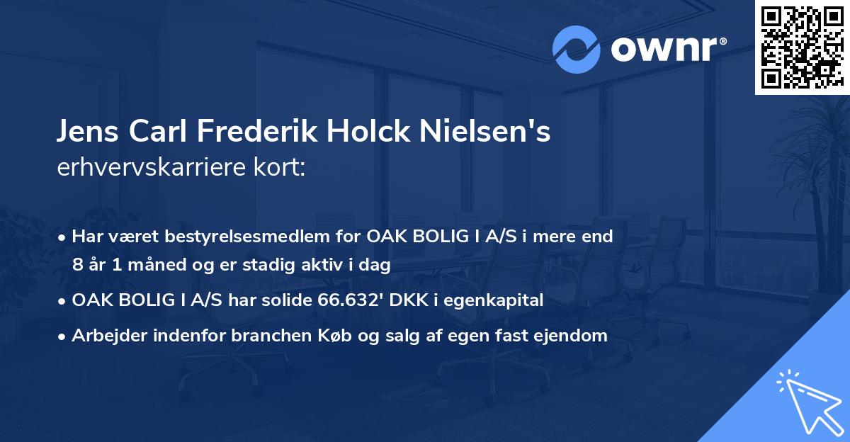 Jens Carl Frederik Holck Nielsen's erhvervskarriere kort