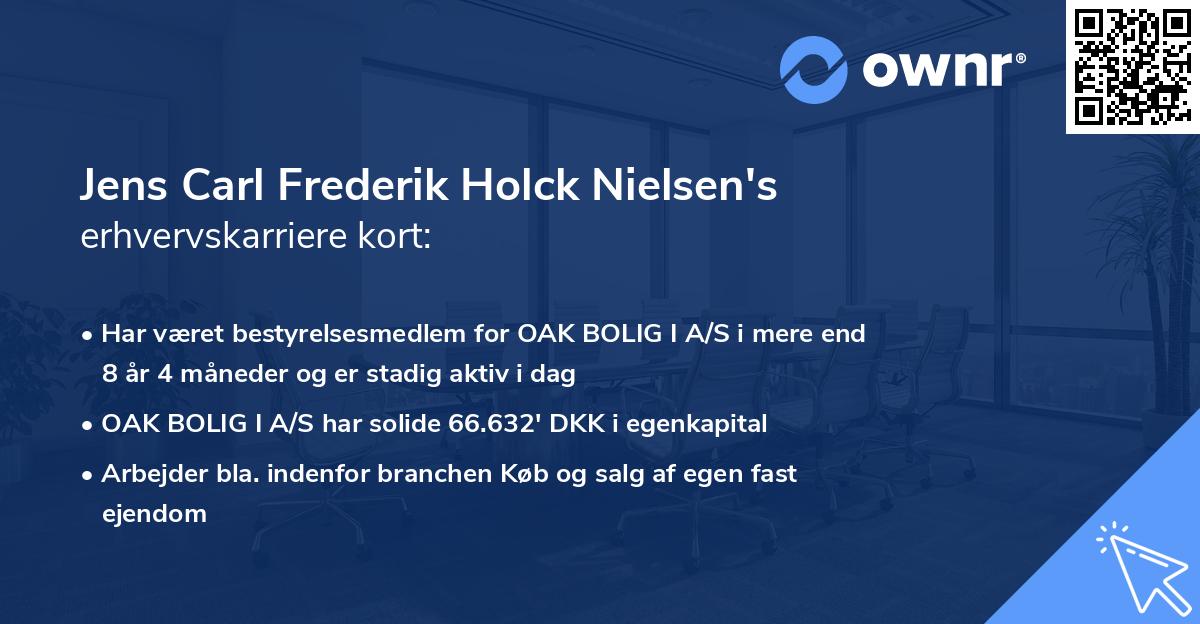 Jens Carl Frederik Holck Nielsen's erhvervskarriere kort