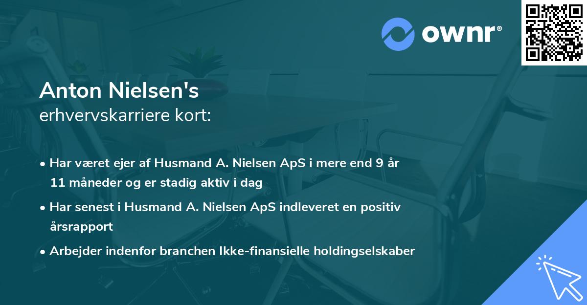 Anton Nielsen's erhvervskarriere kort