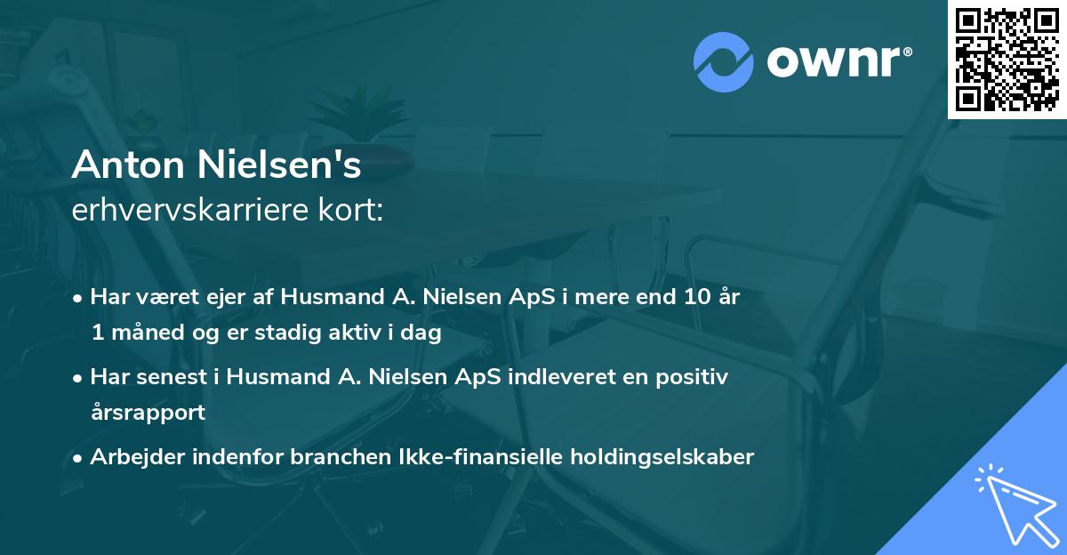 Anton Nielsen's erhvervskarriere kort