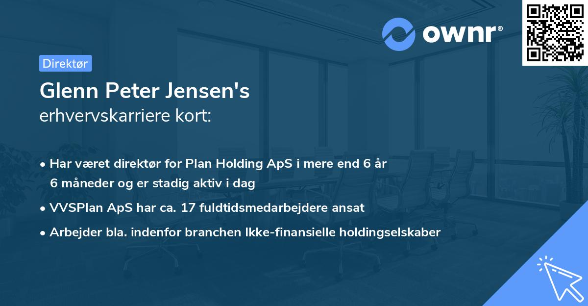 Glenn Peter Jensen's erhvervskarriere kort