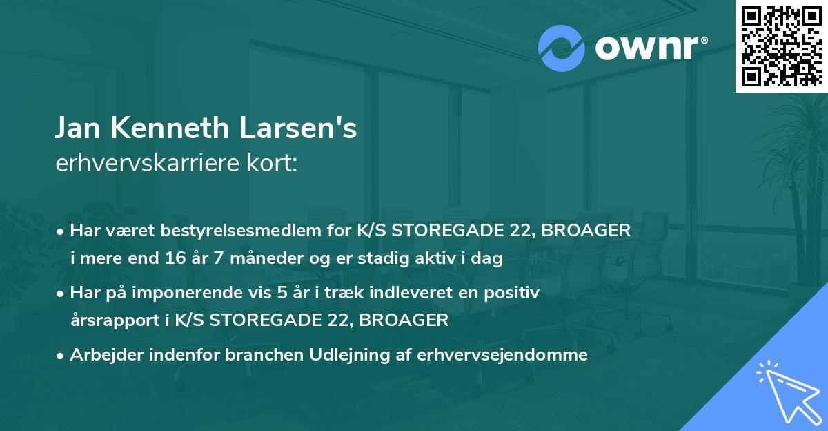 Jan Kenneth Larsen's erhvervskarriere kort