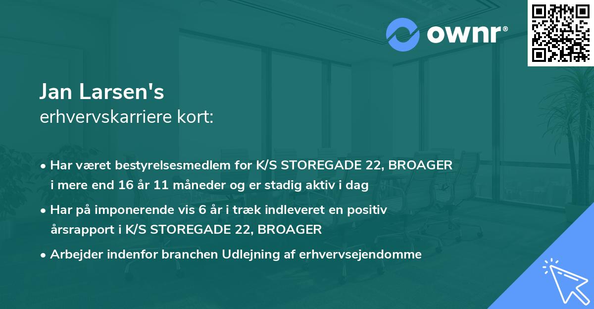 Jan Larsen's erhvervskarriere kort