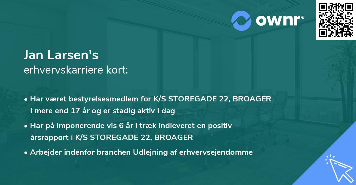 Jan Larsen's erhvervskarriere kort