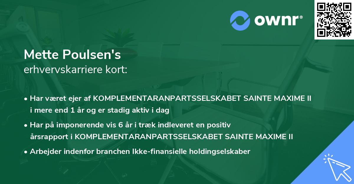 Mette Poulsen's erhvervskarriere kort