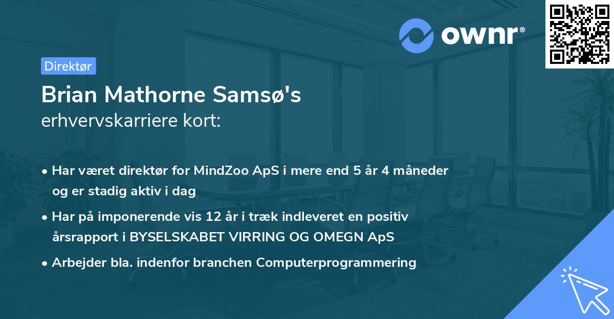 Brian Mathorne Samsø's erhvervskarriere kort