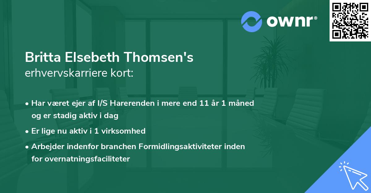 Britta Elsebeth Thomsen's erhvervskarriere kort