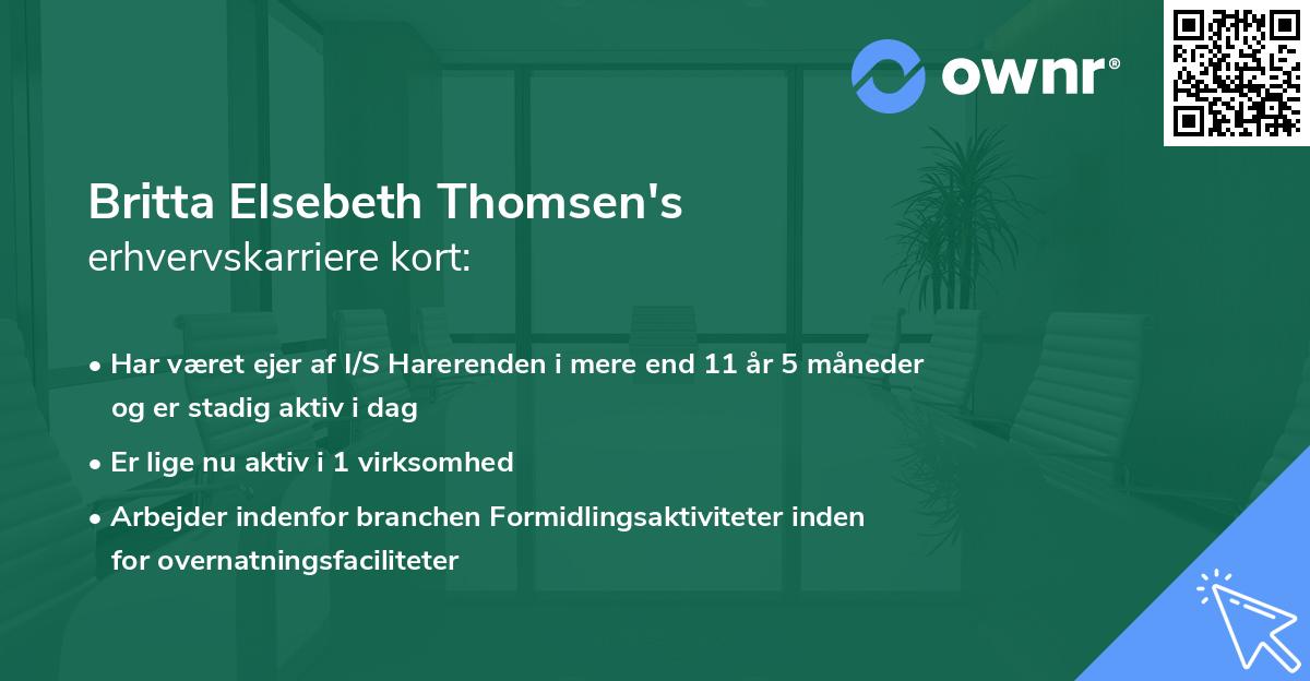 Britta Elsebeth Thomsen's erhvervskarriere kort