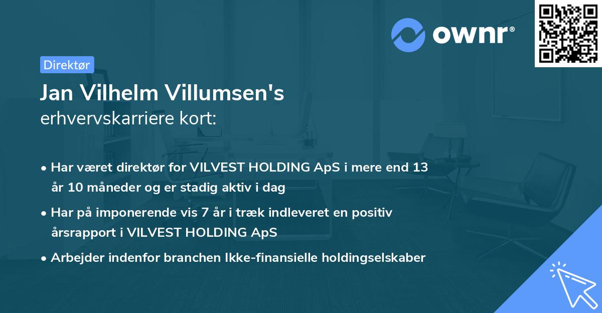 Jan Vilhelm Villumsen's erhvervskarriere kort