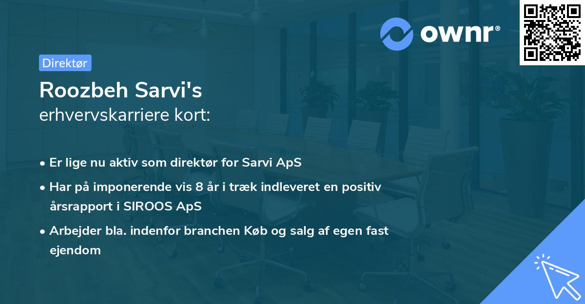 Roozbeh Sarvi's erhvervskarriere kort