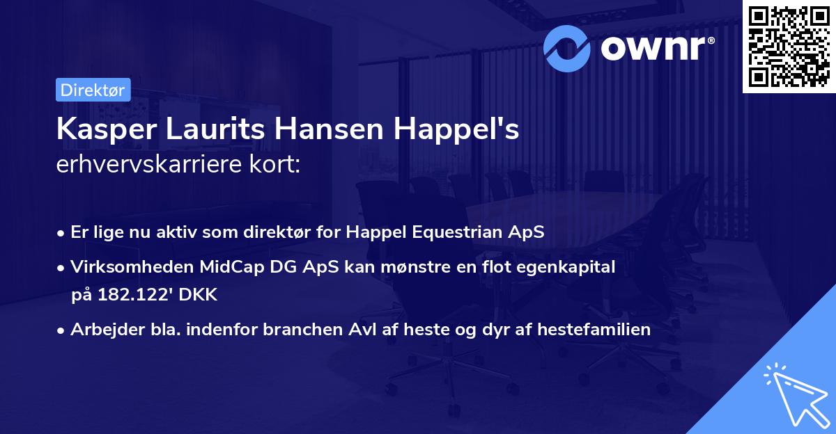 Kasper Laurits Hansen Happel's erhvervskarriere kort
