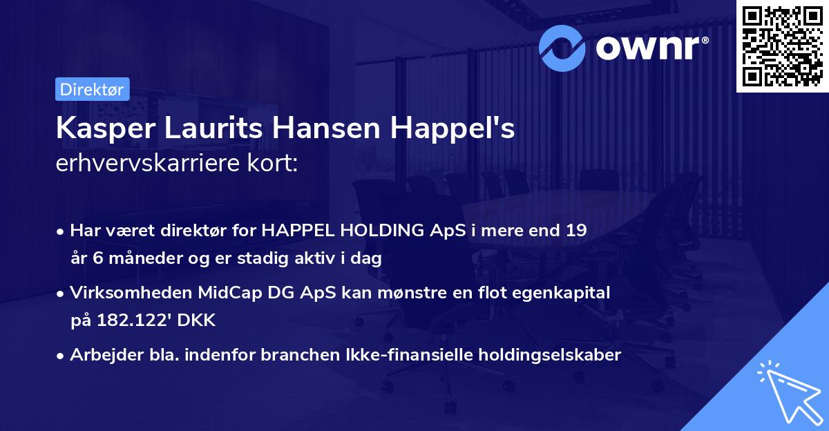 Kasper Laurits Hansen Happel's erhvervskarriere kort