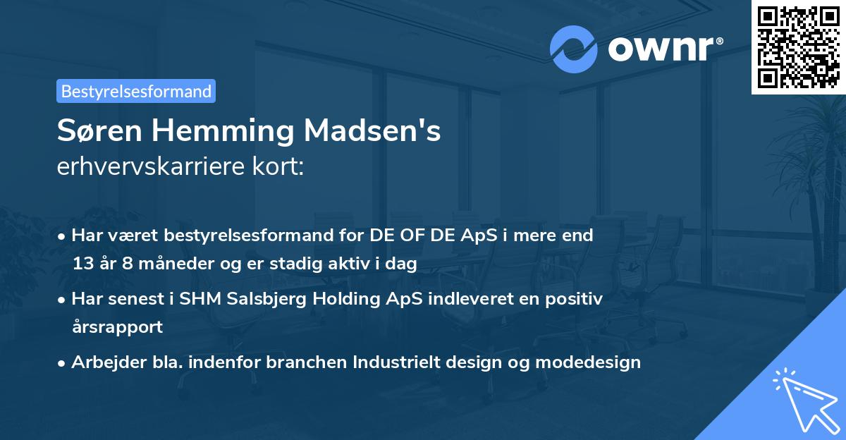 Søren Hemming Madsen's erhvervskarriere kort