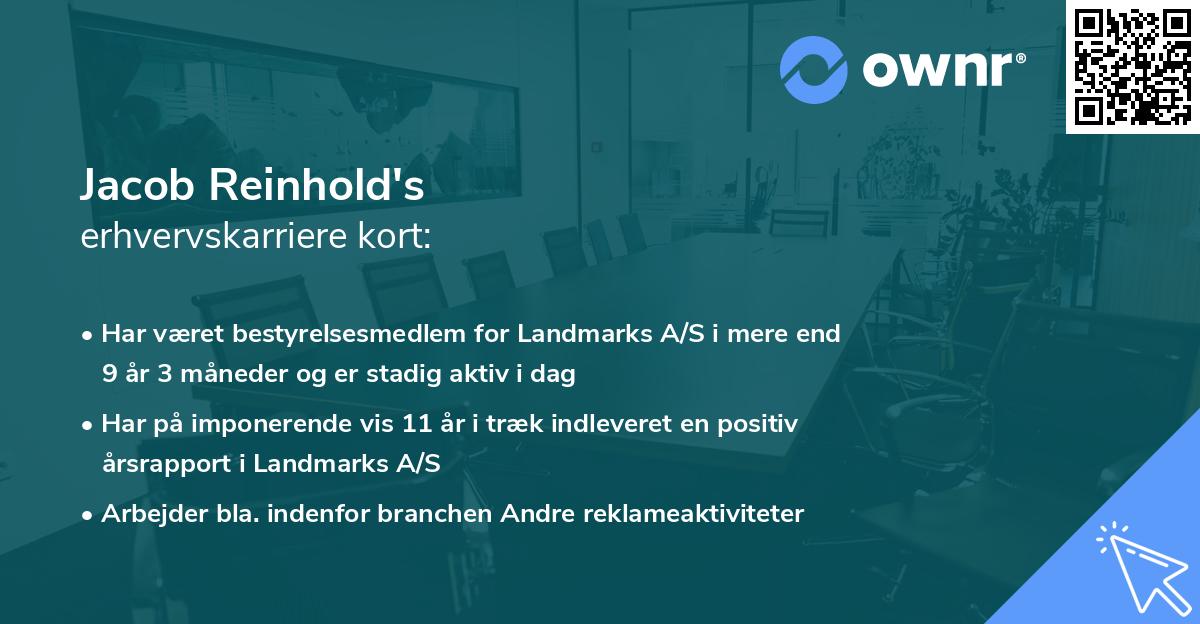 Jacob Reinhold's erhvervskarriere kort