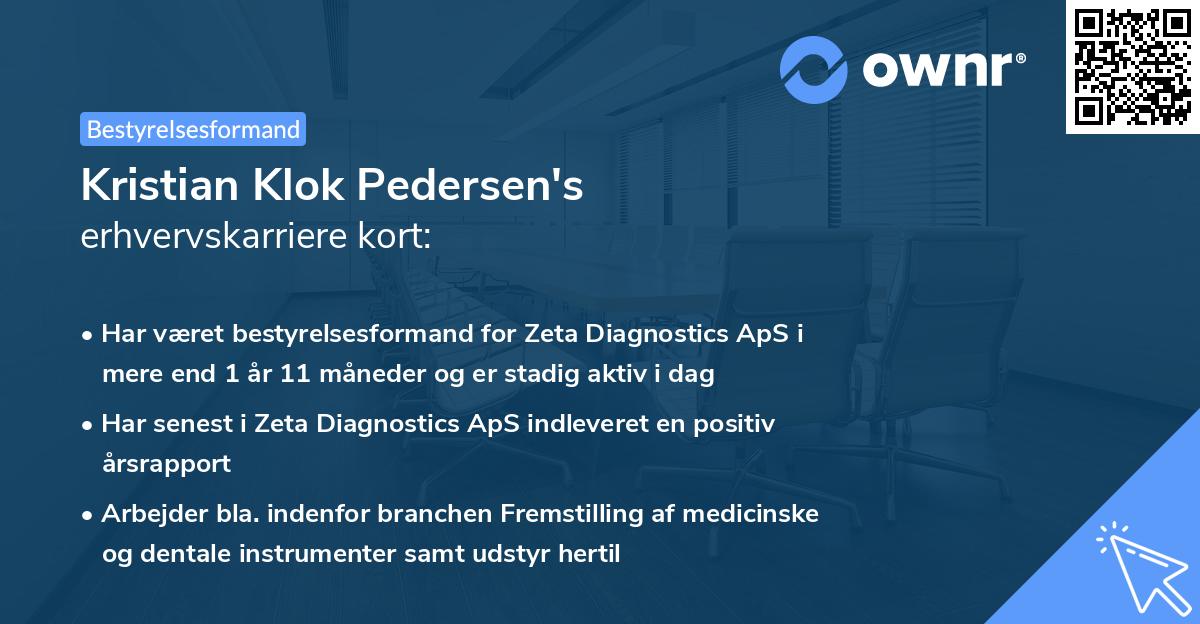 Kristian Klok Pedersen's erhvervskarriere kort